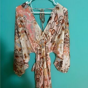 Aakaa Fall Bohemian Paisley Print Dress